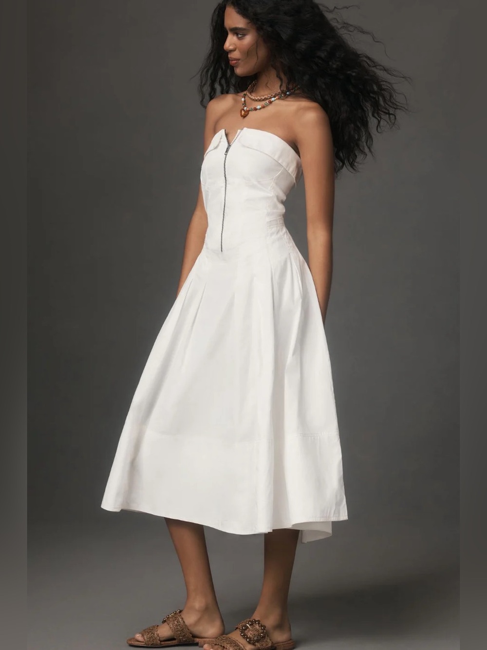 Anthropologie PILCRO Strapless Twofer Midi Dress Smocked Size Medium